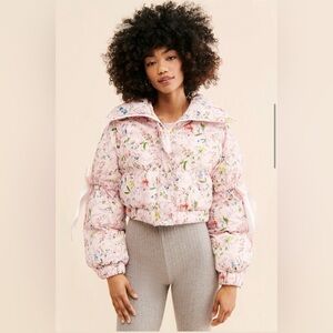 Selkie The Marshmallow Puffer Jacket Floral Pink Size XS